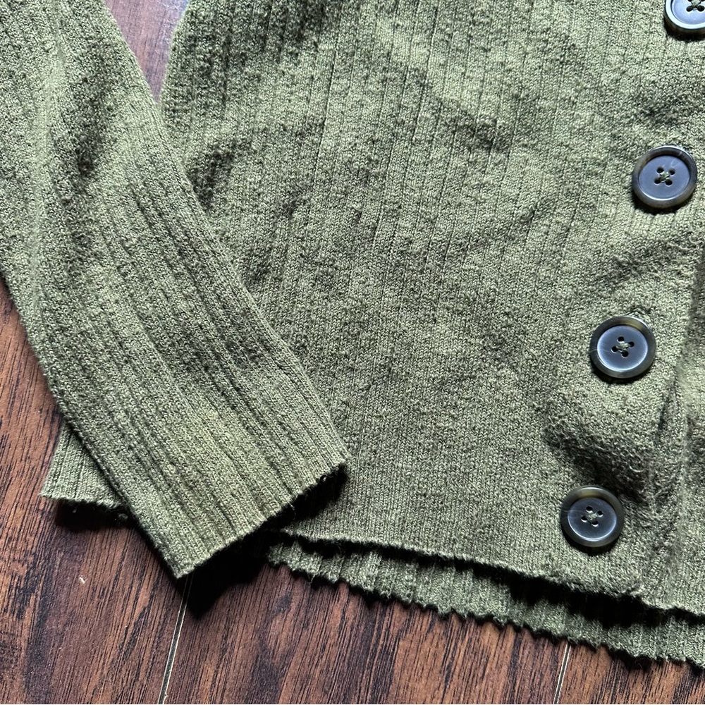 Madewell Green Shrunken Ribbed Cardigan Sweater - Picture 3 of 6